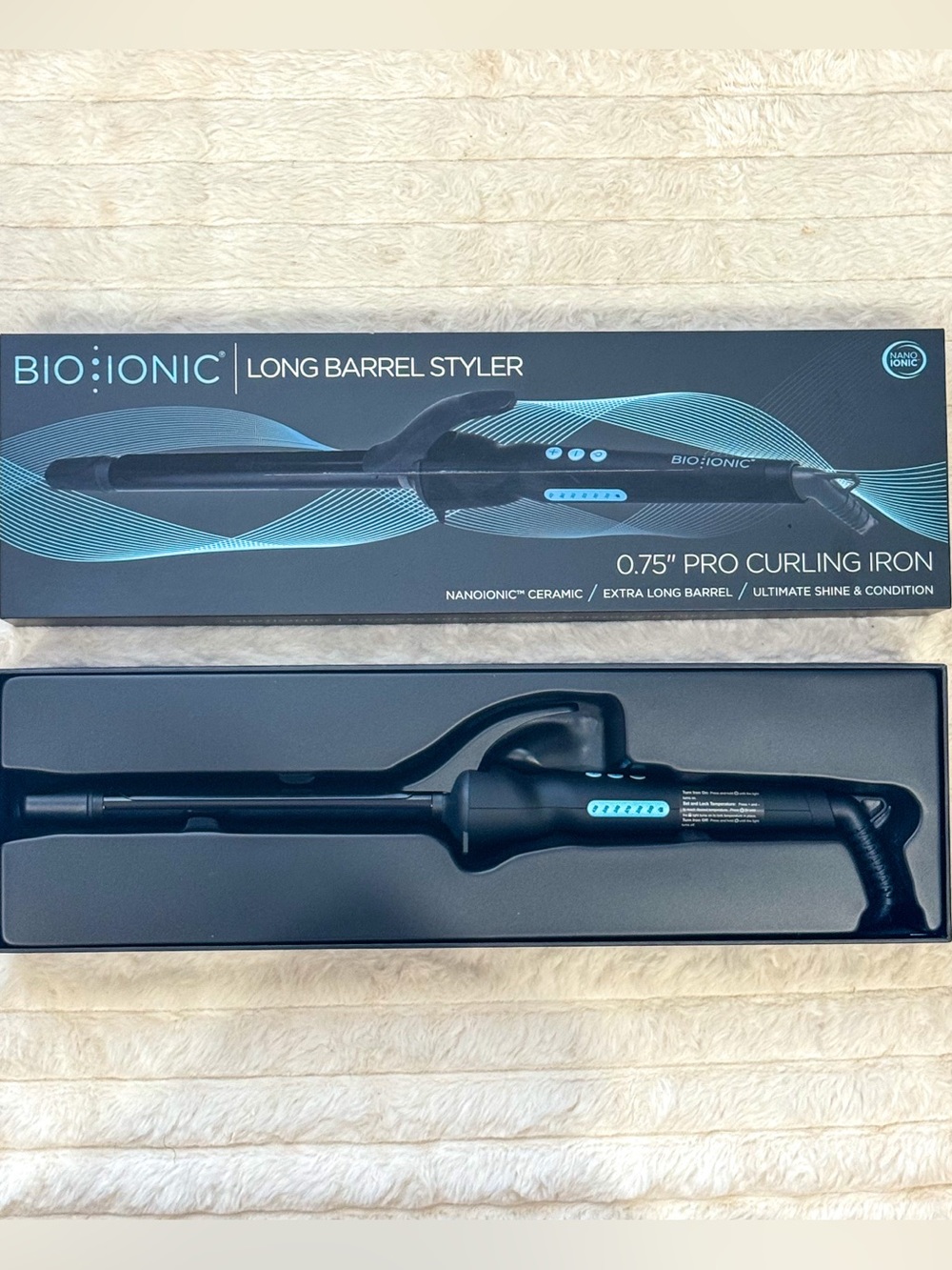 Bio Ionic Long Barrel Styler 0.75” Pro Curling Iron NEW $163 Retail